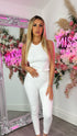 Haley White Ribbed Bum Lift Leggings